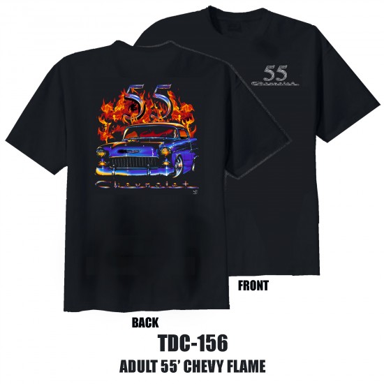 chevrolet 55 flame t-shirt